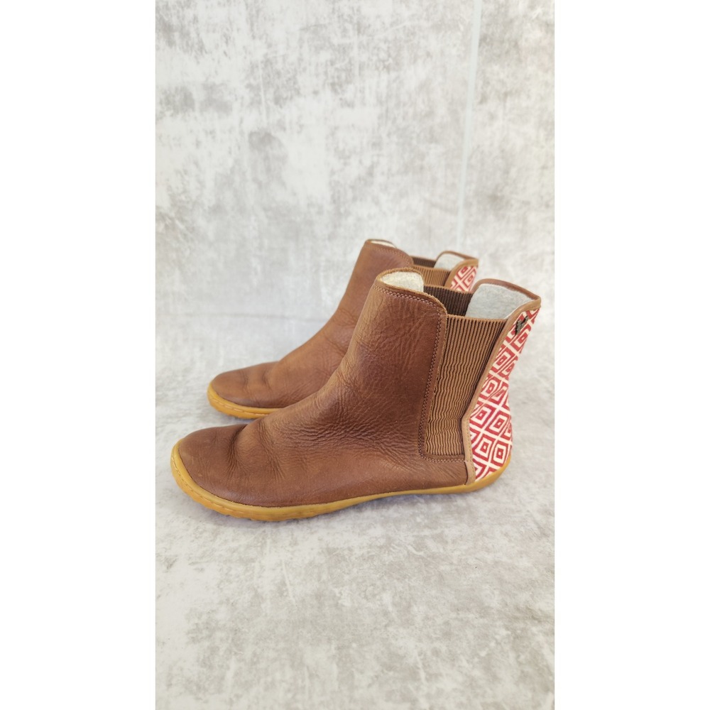 Vivobarefoot Fulham Boots Women 40 Brown Leather Barefoot Geometric Heel Boho - Picture 3 of 9